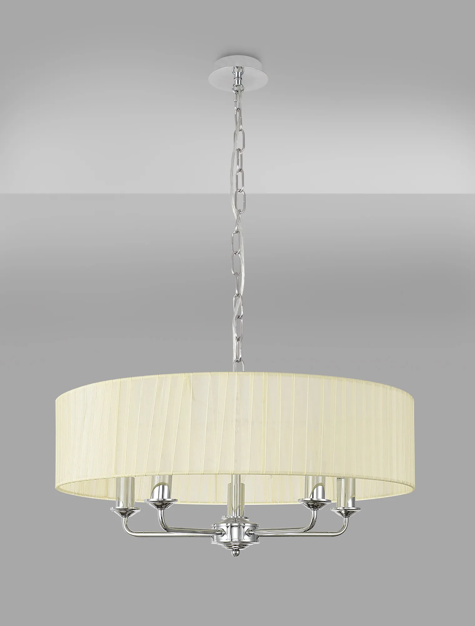 Banyan 45cm 3 Light Pendant Polished Chrome, Cream DK0858  Deco Banyan CH CR
